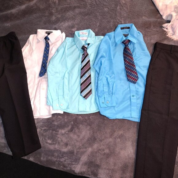 Boys Dress Clothes Set - Size 7 - 3 shirts, 3 ties, 2 pants - Weddings, Easter - Picture 1 of 16